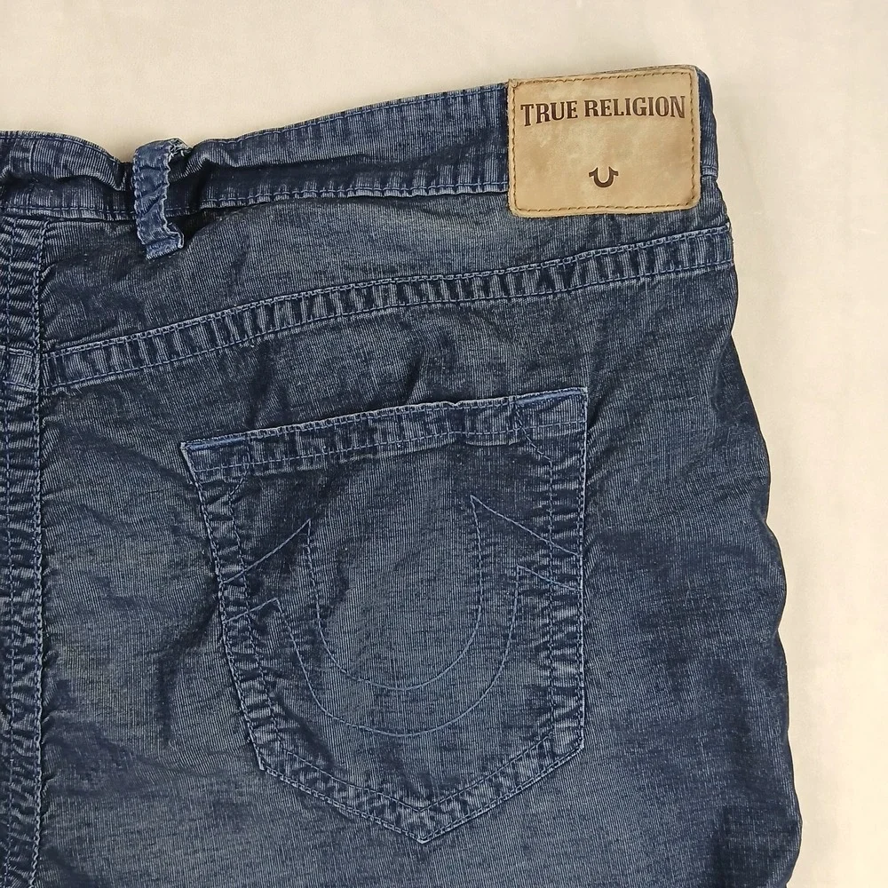 True Religion Ricky 50x31 Mens Pants Stretch Corduroy Navy Blue